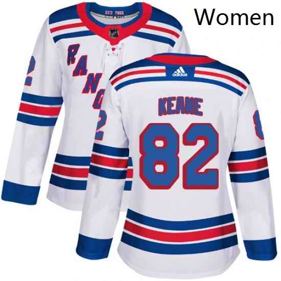 Womens Adidas New York Rangers 82 Joey Keane Authentic White Away NHL Jersey